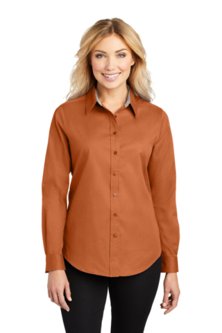 Ladies Button Up Long-sleeved Shirt$33.00 Extra-small through extra-large. Add $2.00 for xx-l and $4.00 for any size over that. Available in sizes extra-small through 6-xl.